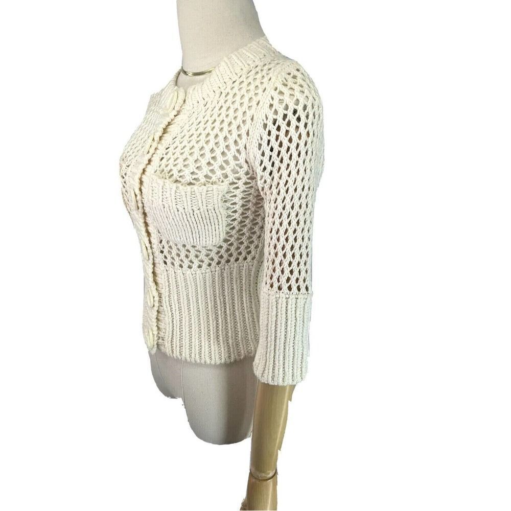 Free People Chunky Open Knit Fitted Cardigan‎ Sweater Buttons Pockets - Picture 3 of 14